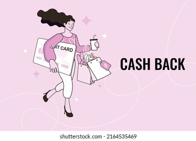 Online shopping. Woman with credit card. Ecommerce concept. Online delivery service concept. Fast delivery via mobile phone. Fresh Groceries Food. payment channel. Vector outline illustration.