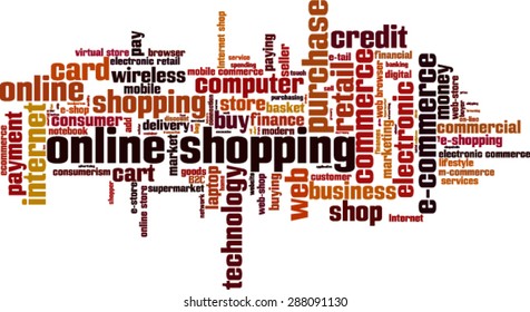 Online shopping word cloud concept. Vector illustration
