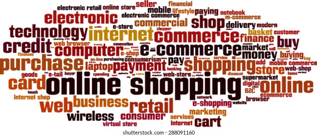 Online shopping word cloud concept. Vector illustration