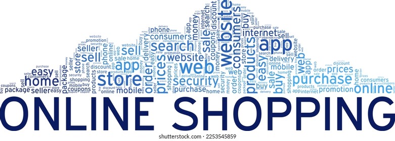 Online Shopping word cloud conceptual design isolated on white background.
