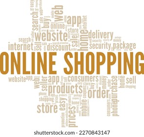 Diseño conceptual de nube de palabras de compras en línea aislado en fondo blanco.