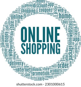 Online Shopping word cloud conceptual design isolated on white background.
