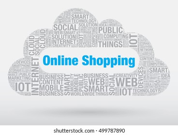 Online Shopping word cloud, technology vector concept illustration
