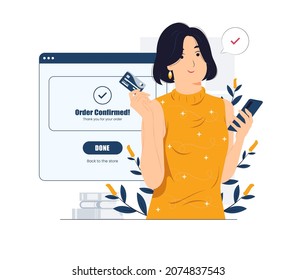 Online shopping,purchase,order confirmed,complete concept illustrations