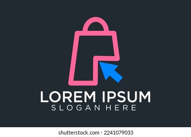 Online shops logo concept. Purple colored isolated luxury logotype of shopping centre in the shape of speaking handbag
