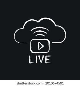 Online signal chalk icon. Live stream. Vector black illustration