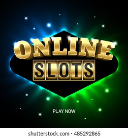 Online slots casino banner, play now. Vector illustration.