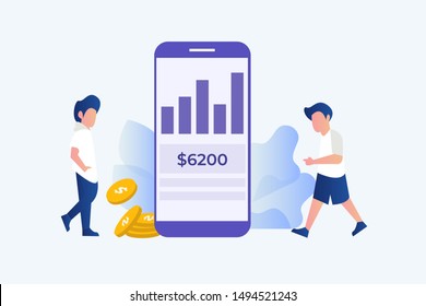 Online Smart payment transfer, mobile pay with smartphone. e banking concept vector illustration concept for web landing page template, banner, flyer and presentation