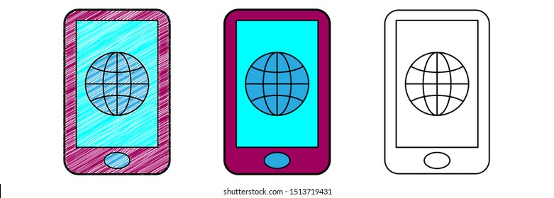 online smartphone application icon design vector with texture. editable outline for other style