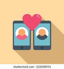 Online smartphone dating icon flat vector. Internet phone. Social profile