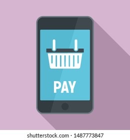 Online smartphone pay icon. Flat illustration of online smartphone pay vector icon for web design