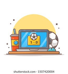 Online Soccer Match Vector Icon Illustration. Online Live Score, Sport Icon Concept White Isolated. Flat Cartoon Style Suitable for Web Landing Page, Banner, Sticker, Background