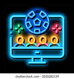 Online Soccer View neon light sign vector. Glowing bright icon Online Soccer View Sign. transparent symbol illustration