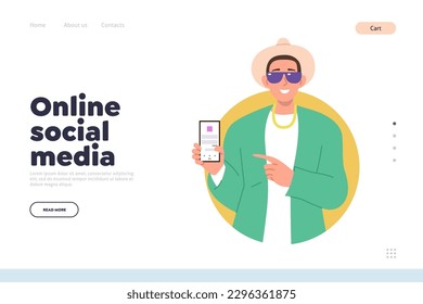 Online social media application landing page design template for promotion and advertisement