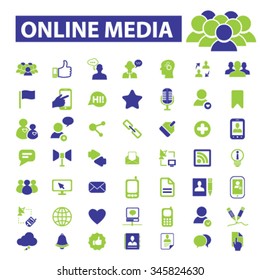 online social media, blog, community, user, avatar  icons, signs vector concept set for infographics, mobile, website, application 
