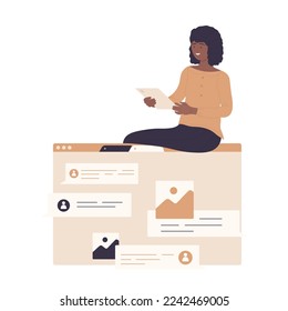 Online social media lifestyle. Page review and clients comments vector illustration