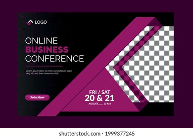 Online social media post template. It is suitable for business webinar, marketing webinar, online class program,live stream programme, seminner Courses and other E-Learning etc square vector design.