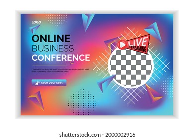 Online social media post template. It is suitable for business webinars, marketing webinars, online class programs, live stream programmer, seminar Courses, and other E-Learning, etc square vector des