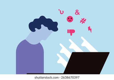 Online social media trolling and hate messages illustration