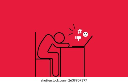 Online social media trolling and hate messages reviews illustration