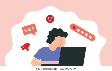 Online social media trolling and hate messages reviews illustration