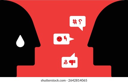 Online social media trolling and hate messages reviews illustration