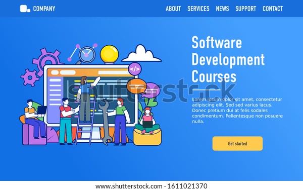 Online Software Development Coding Courses Small Stock Vector Royalty Free 1611021370