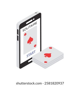 Online Solitaire Vector Flat Isometric Icon Style illustration. Eps 10 File