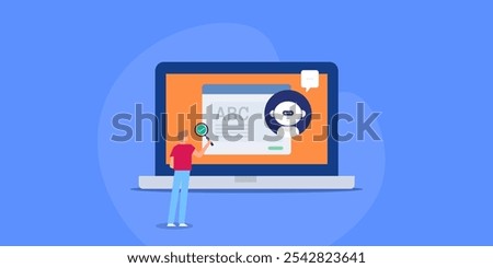 Online spelling checker, AI checking grammar and spelling, AI writing tool, Artificial intelligence checking text - vector illustration with icons