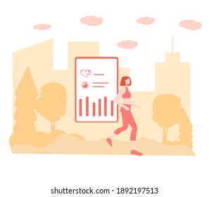 Online sports with app, a vector graphics