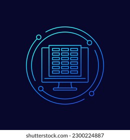 online spreadsheets icon, linear design