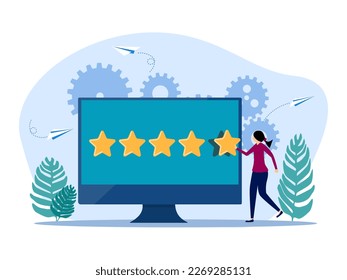 Online star ratings. Customers evaluate service performance. Satisfaction with products or services