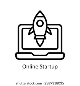 Online-Startup-Vektorgrafik   Umriss-Design-Illustration. Symbol auf weißem Hintergrund EPS10-Datei