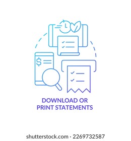 Online statements blue gradient concept icon. Account activity. Financial service. Mobile banking benefit abstract idea thin line illustration. Isolated outline drawing. Myriad Pro-Bold font used