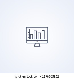 Online statistic, vector best gray line icon on white background, EPS 10