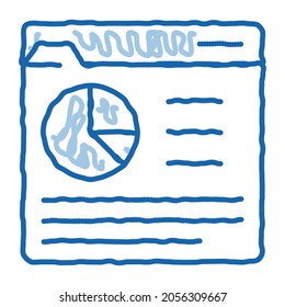 El vector de icono del esbozo de análisis estadístico en línea. Dibujo manual de la línea de doodle azul Statistician Analytics Internet Sitio Web con signo gráfico de información. ilustración de símbolo aislado