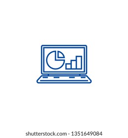 Online statistics, data analytics line icon concept. Online statistics, data analytics flat  vector symbol, sign, outline illustration.
