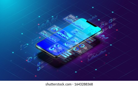 Online Statistics Data Analyticsdigital Money Market Stock Vector ...