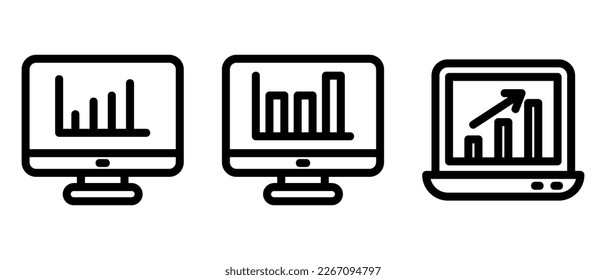 icono de estadísticas en línea o logotipo símbolo de signo aislado ilustración vectorial de alta calidad estilo negro iconos vectoriales
