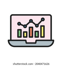 Online Statistics icon vector image. Can also be used for Physical Fitness. Suitable for mobile apps, web apps and print media.