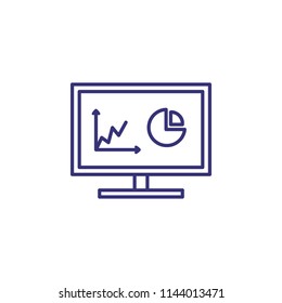 Online statistics line icon. Monitor, diagram, analytics. Analysis concept. Can be used for topics like marketing, research, seo, finance management
