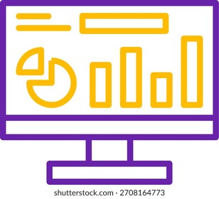 Design de ícone de vetor de duas cores de linha de estatísticas online