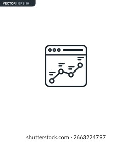 Estadísticas en línea, signo de estilo lineal para el concepto móvil y el Diseño web. Símbolo, ilustración del logotipo. Gráficos de Vector perfecto de píxeles