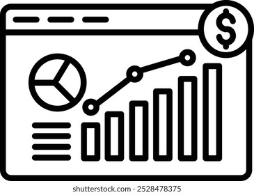 Icono de Ilustración vectorial de estadísticas en línea
