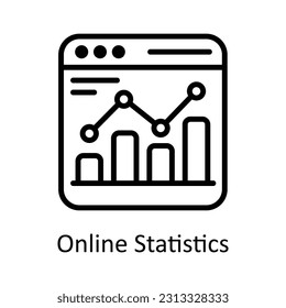 Vector de estadísticas en línea    ilustración de diseño de iconos de esquema. Símbolo de marketing digital sobre archivo EPS 10 de fondo blanco