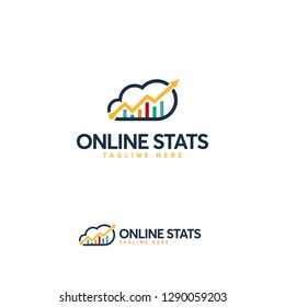 Online Stats logo designs template, Cloud Data logo designs template