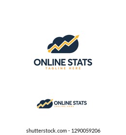 Online Stats logo designs template, Cloud Data logo designs template