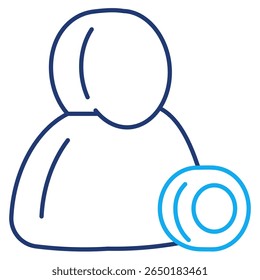 Estilo de vetor do ícone 3d do status online para o estilo de linha dupla da interface do usuário da comunicação.