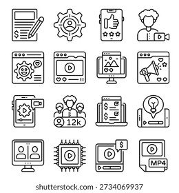 Conjunto de iconos de esquema de Steaming en línea 05