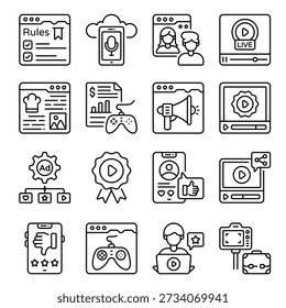 Online Steaming outline icon set 03